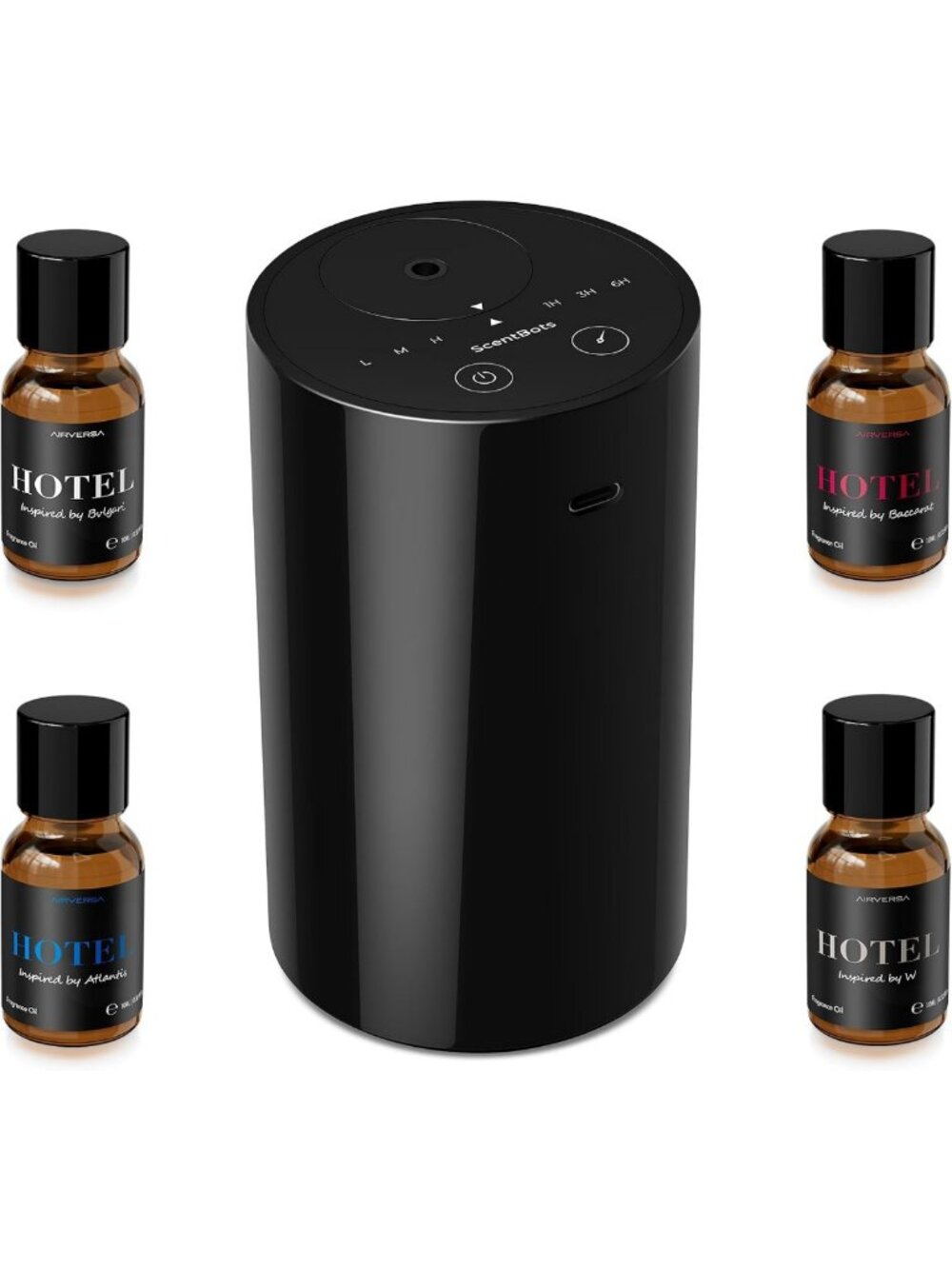 Waterless Essential Oil Diffuser Kit - Aromatherapy, Black, Home Spa Relaxation